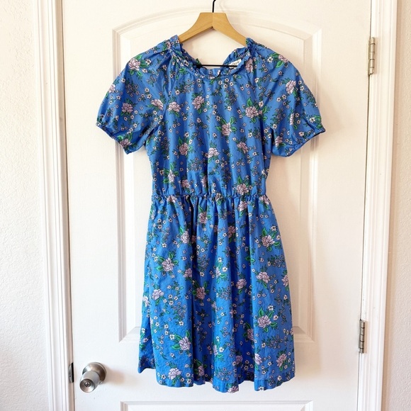 J. CREW Floral Puff Sleeve Mini Dress Cottagecore - Picture 2 of 10